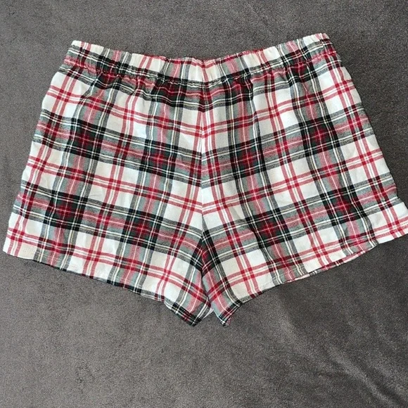 Hollister Sleep Plaid Women's M PJ Shorts with Red Satin Bow Holiday Festive - Picture 6 of 8